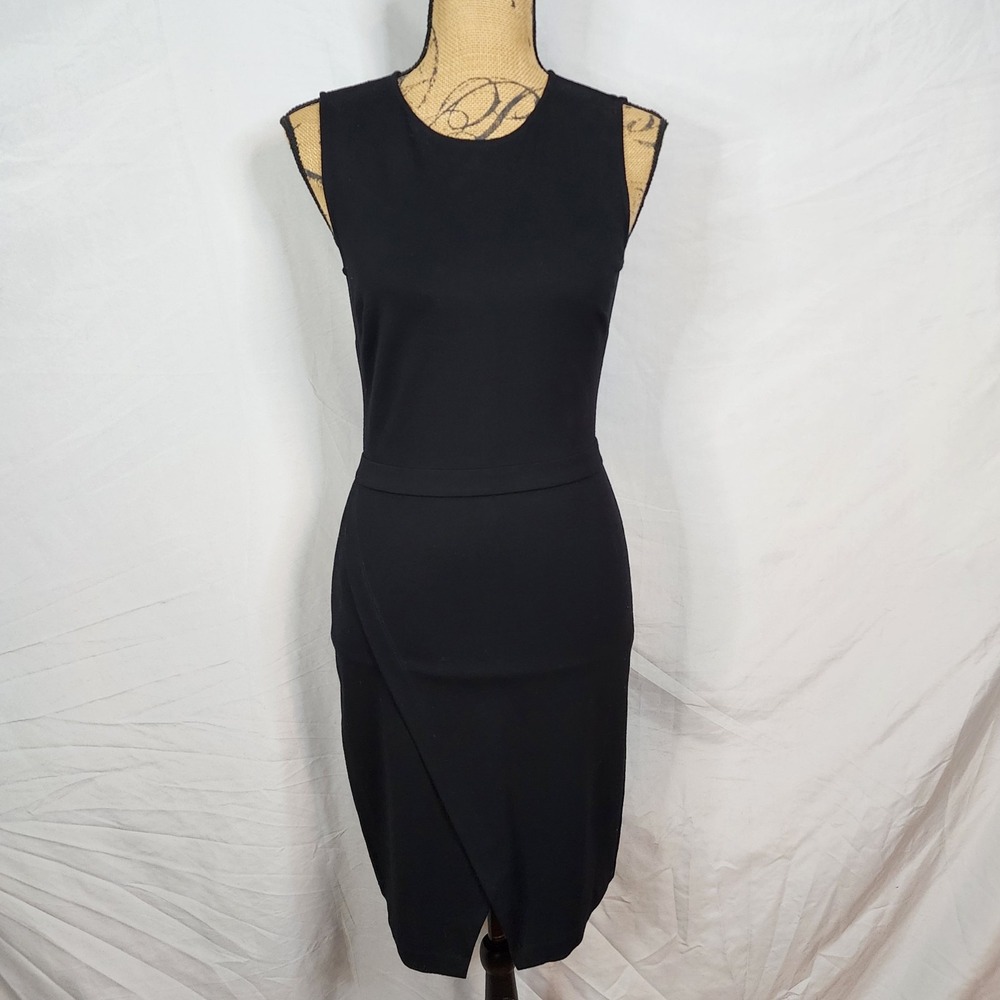 KENNETH COLE New York Size 0 Black Rayon Blend LBD Sexy Exposed Zipper Dress EUC
